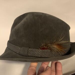 Vintage Dobbs Brown Fedora Hat Size 7 ⅛  Feather In Cap